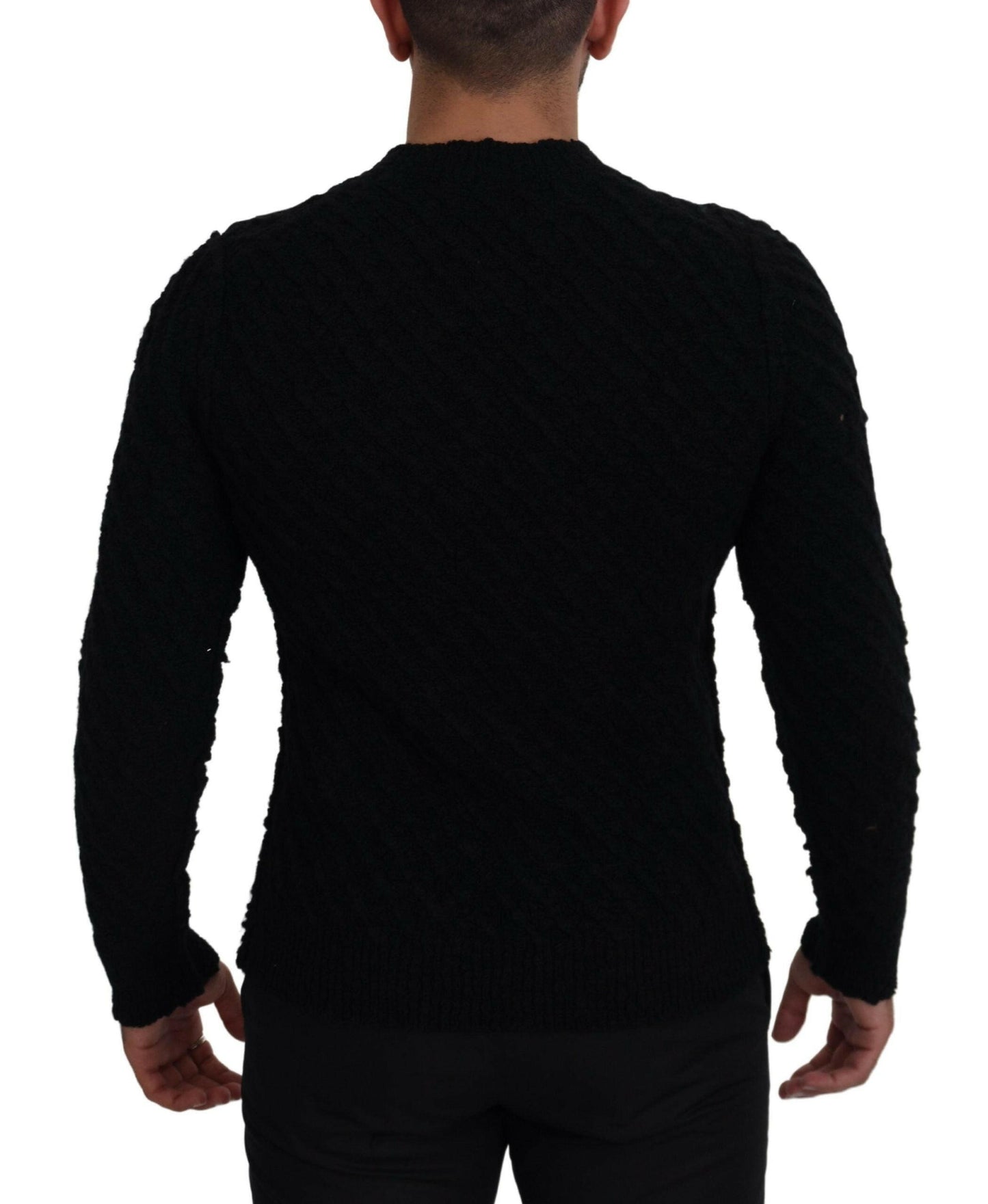 Dolce &amp; Gabbana Schwarzer Strickpullover aus Wolle mit V-Ausschnitt