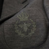 Blazer élégant en laine grise Dolce &amp; Gabbana avec broderie couronne d'abeilles