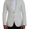 Dolce & Gabbana White Linen Slim Fit Jacket Blazer