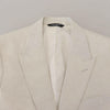 Dolce & Gabbana White Linen Slim Fit Jacket Blazer
