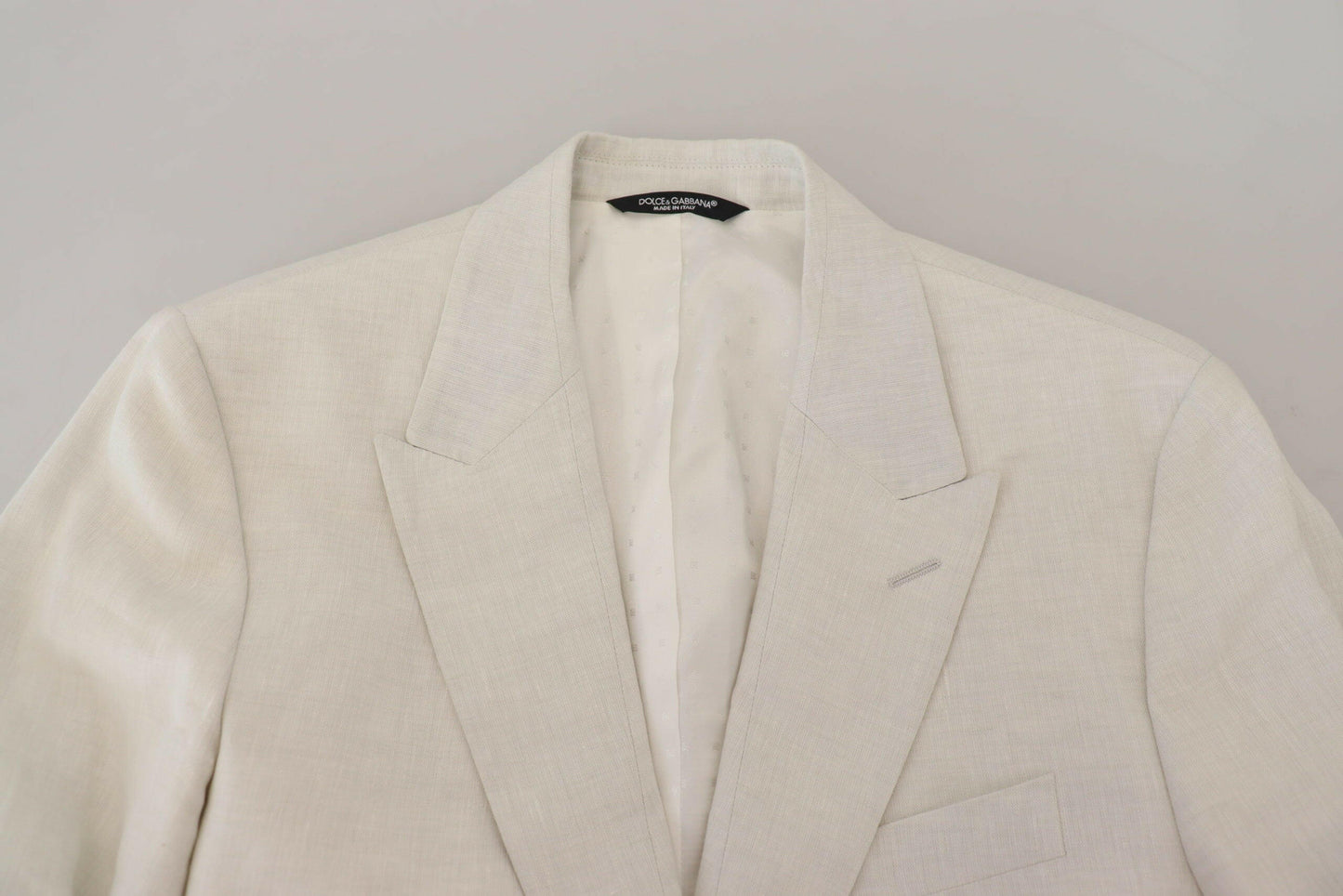 Dolce & Gabbana White Linen Slim Fit Jacket Blazer