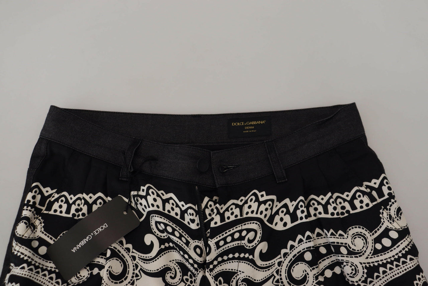 Dolce &amp; Gabbana – Schwarze Seidenhose mit Bandana-Print