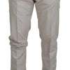 Dolce & Gabbana Off White Silk Mid Waist Chino Pants