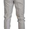 Dolce & Gabbana Off White Silk Mid Waist Chino Pants