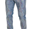 Dolce & Gabbana Blue Cotton Color Splash Print Denim Jeans
