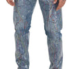 Dolce & Gabbana Blue Cotton Color Splash Print Denim Jeans