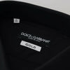 Dolce & Gabbana Black Cotton Slim Fit Formal Dress GOLD Shirt