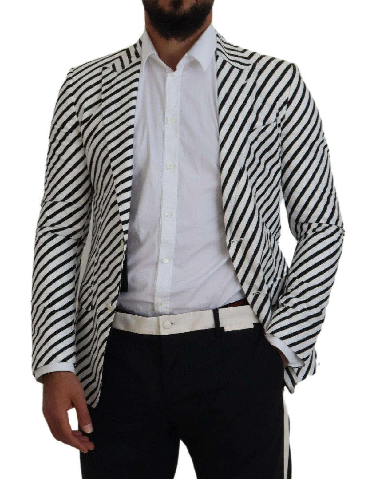 Blazer simple boutonnage élégant à rayures blanches Dolce &amp; Gabbana