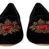 Dolce &amp; Gabbana – Schwarze Slipper mit Herz-Jesu-Patch