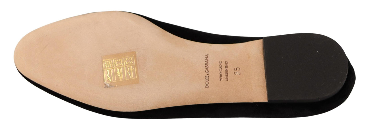 Dolce &amp; Gabbana – Schwarze Slipper mit Herz-Jesu-Patch