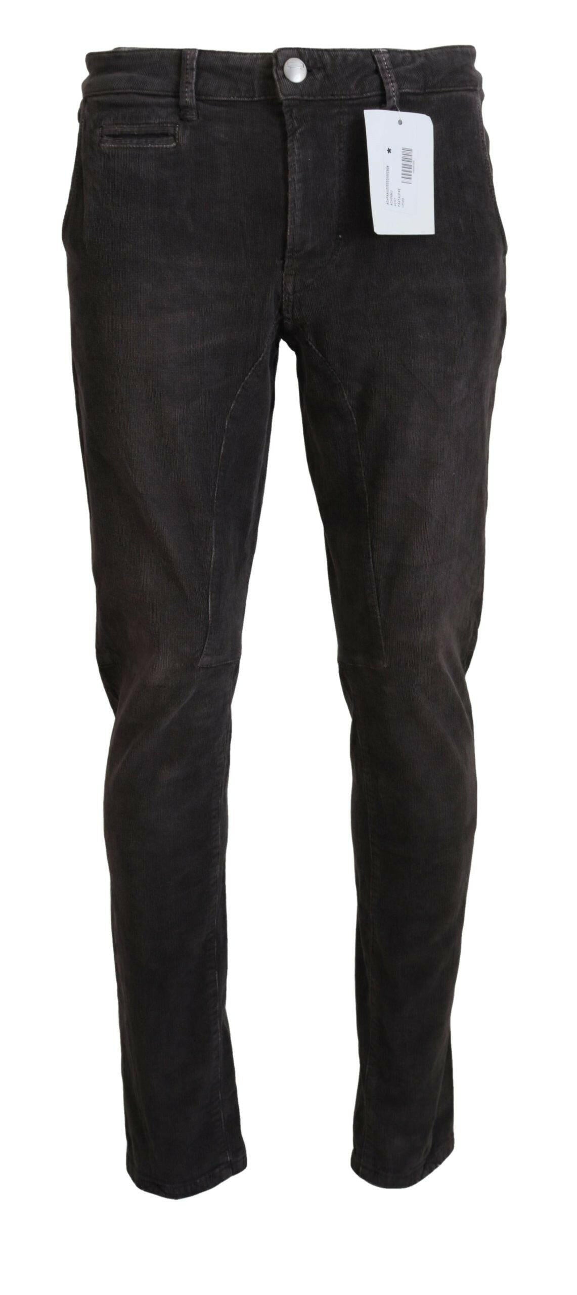 Acht Brown Cotton Straight Fit Men Casual Pants