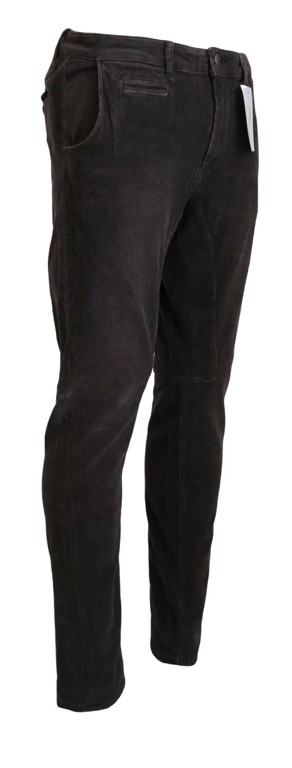 Acht Brown Cotton Straight Fit Men Casual Pants