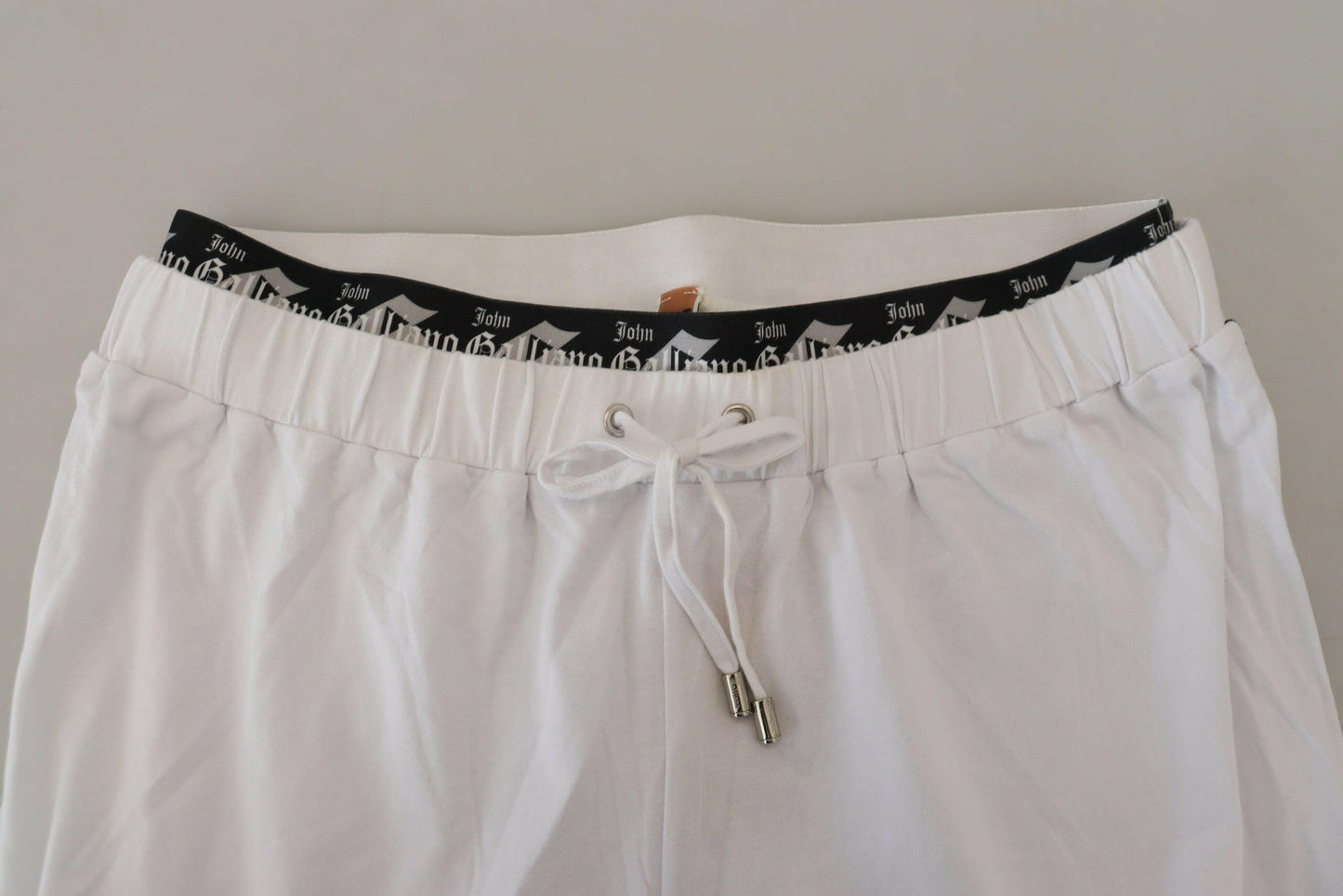 John Galliano White Cotton Logo Loose Men Pants