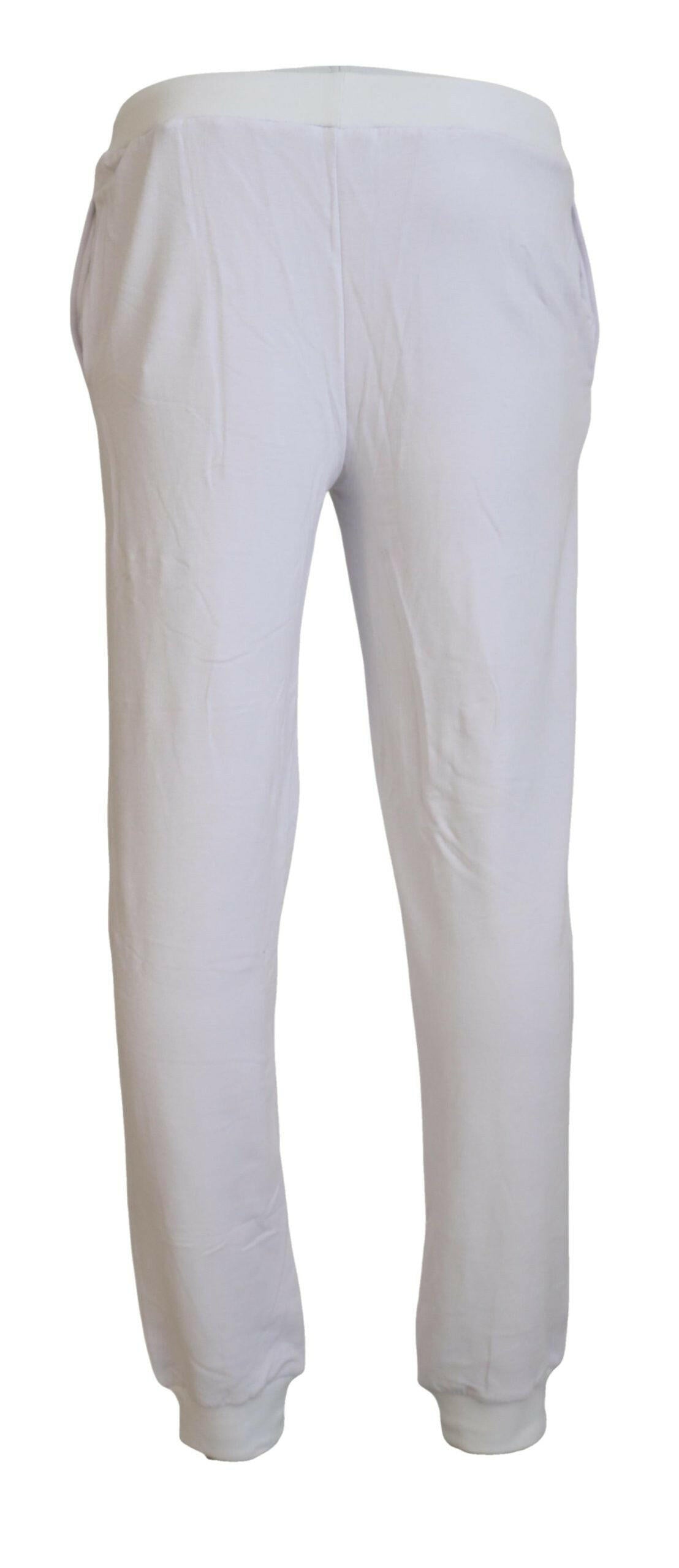 John Galliano White Cotton Logo Mens Jogger Pants