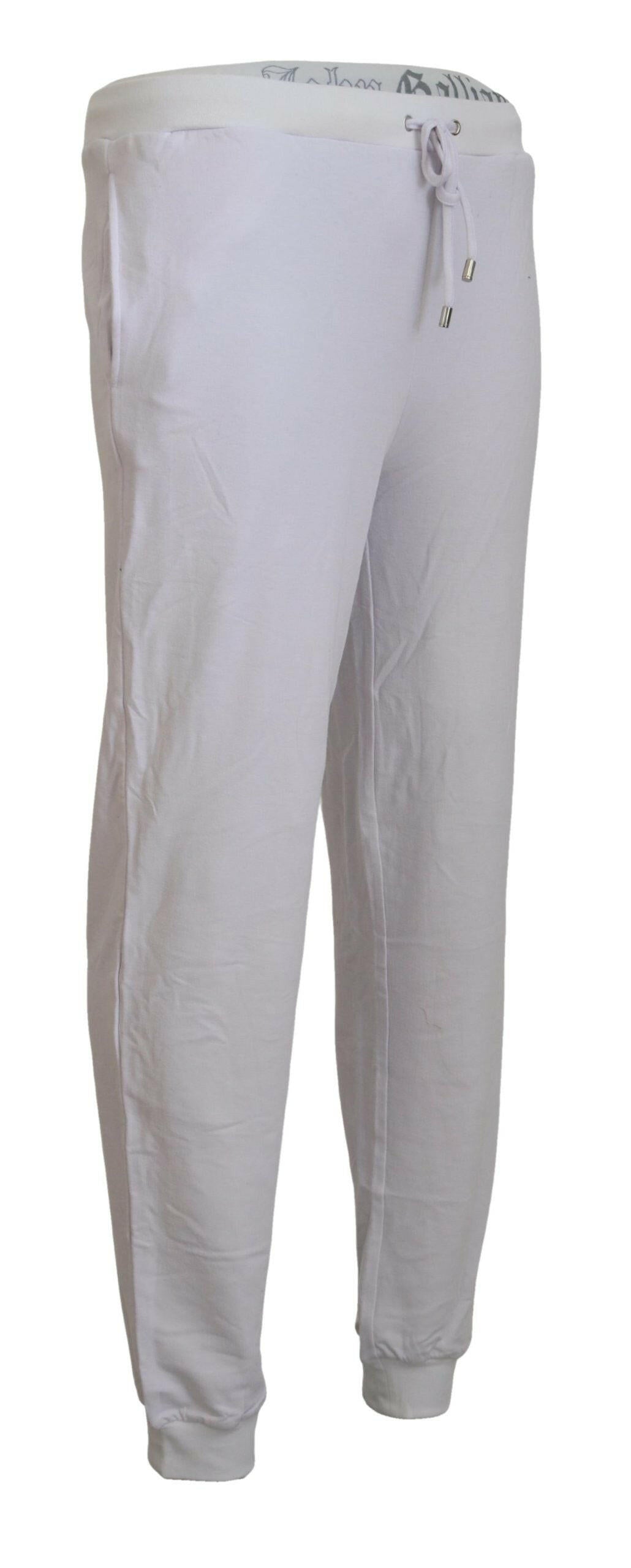 John Galliano White Cotton Logo Mens Jogger Pants