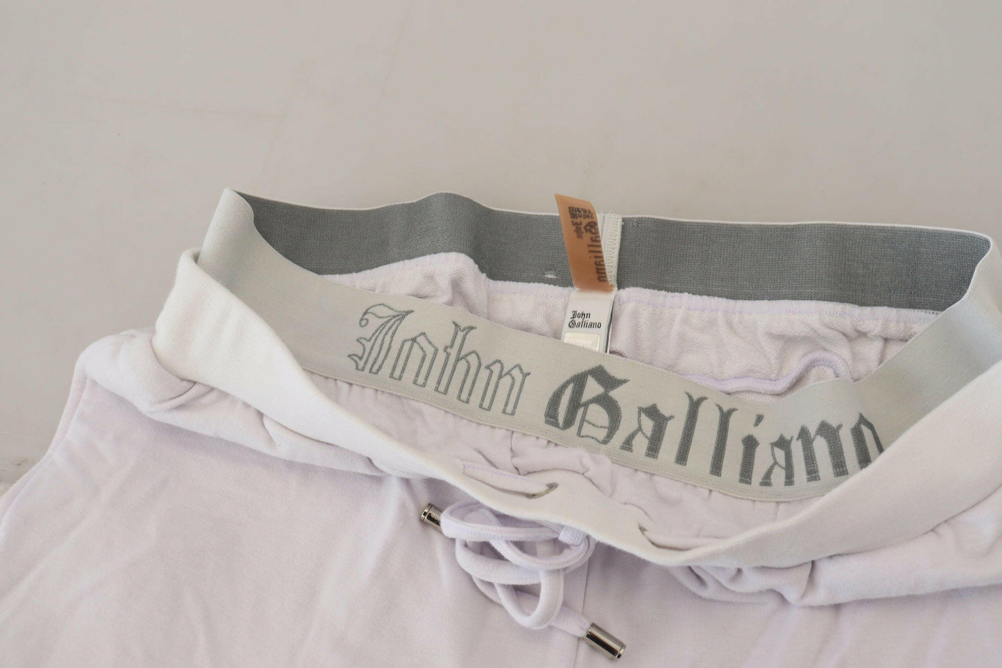 John Galliano White Cotton Logo Mens Jogger Pants