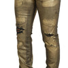Dolce &amp; Gabbana – Zerfetzte Skinny-Jeans aus goldener Baumwolle für Herren