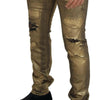 Dolce &amp; Gabbana – Zerfetzte Skinny-Jeans aus goldener Baumwolle für Herren