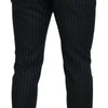 Dolce &amp; Gabbana – Schwarze Chinohose aus Wolle mit Streifen