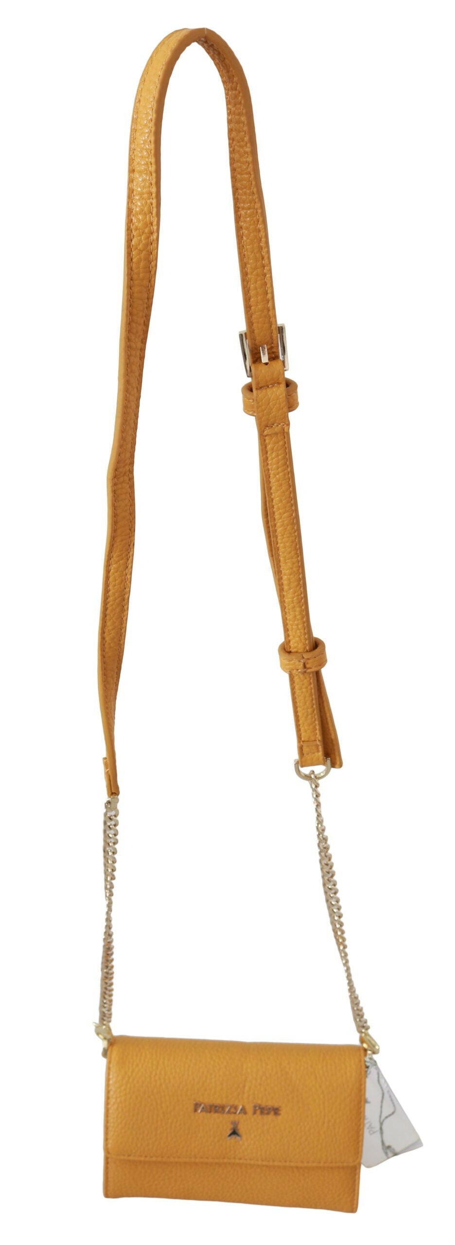 Patrizia Pepe – Schultertasche aus Leder mit gelbem Logo