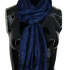 Costume National Blue Silk Shawl Foulard Fringes Scarf