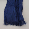 Costume National Blue Silk Shawl Foulard Fringes Scarf