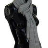 John Galliano Gray Logo Knitted Neck Wrap Shawl Foulard Scarf