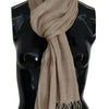 Costume National Beige Cotton Shawl Foulard Fringe Scarf