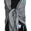 Costume National Gray Print Shawl Foulard Fringes Scarf
