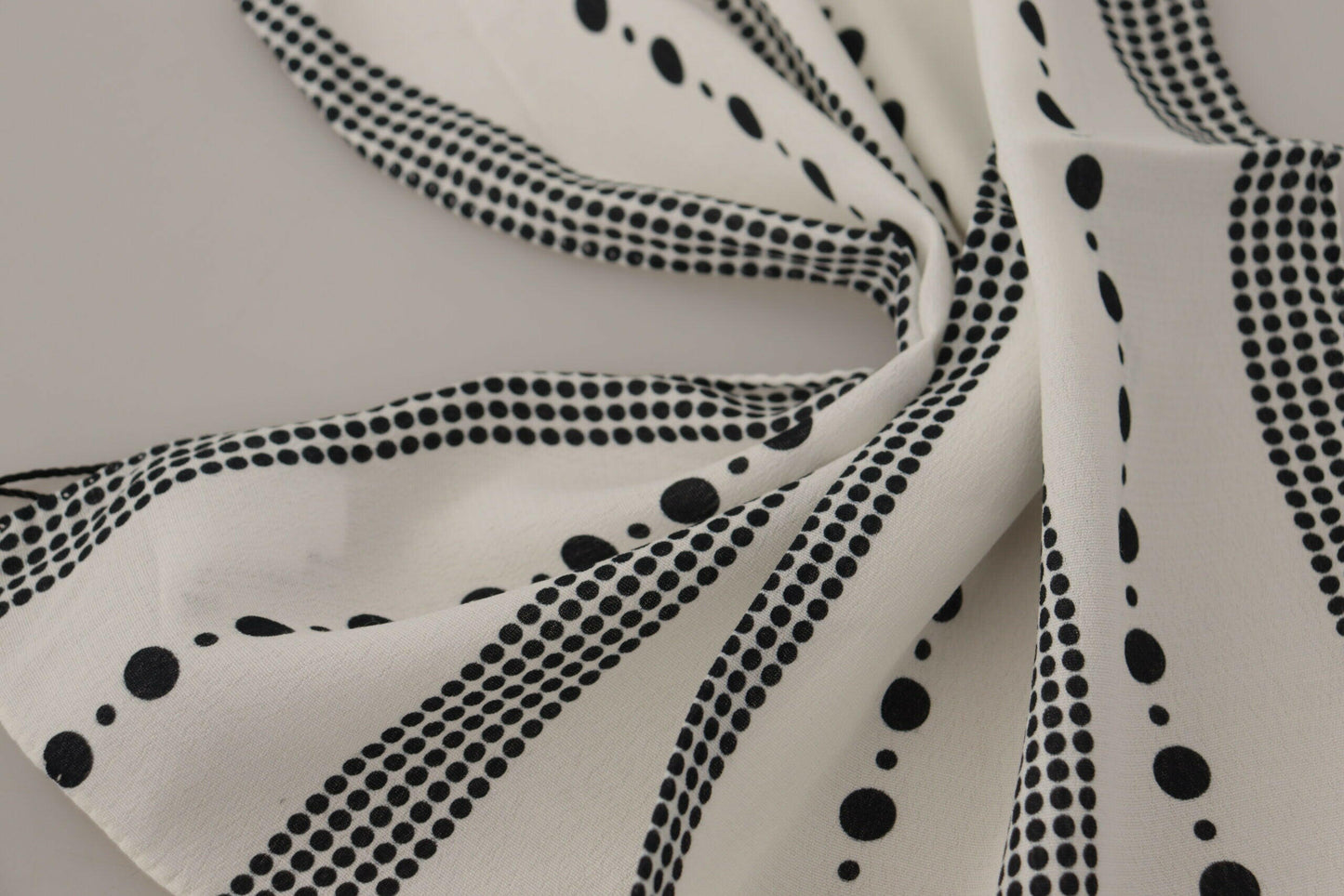 Dolce & Gabbana White Dotted Stripes Square Handkerchief Viscose Scarf