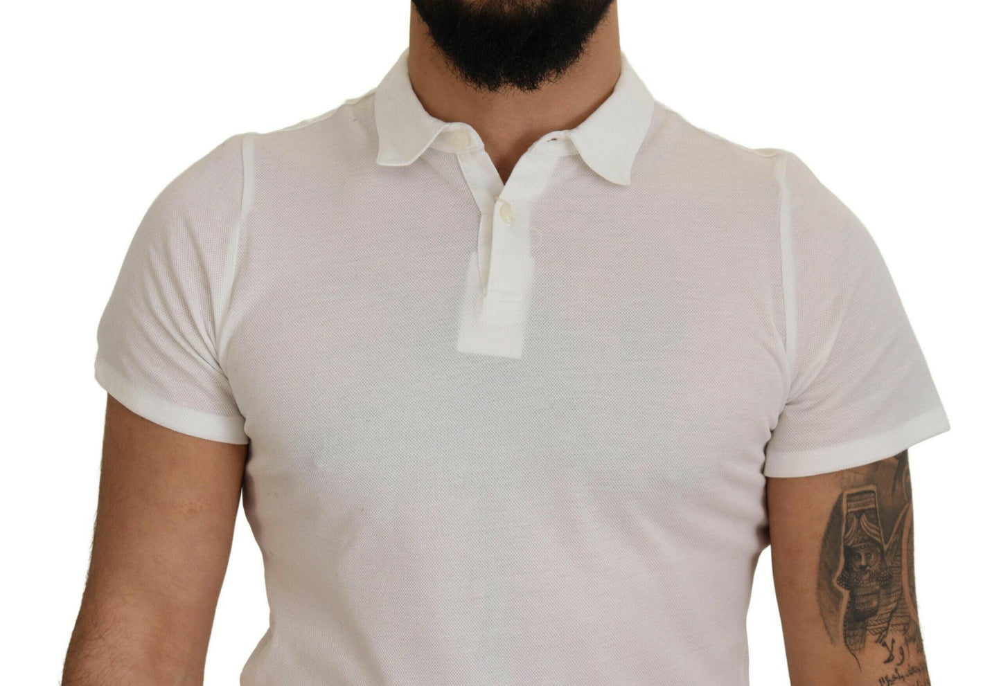 FRADI – Weißes Poloshirt aus Baumwolle mit Kragen und kurzen Ärmeln