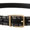 Dolce & Gabbana Multicolor Patchwork Leather Gold Jaquard Belt