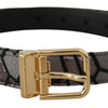 Dolce & Gabbana Multicolor Patchwork Leather Gold Jaquard Belt