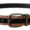 Dolce & Gabbana Multicolor Embossed Leather Black Metal Buckle Belt