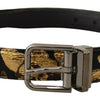 Dolce & Gabbana Multicolor Jacquard Leather Logo Metal Buckle Belt