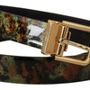 Dolce & Gabbana Black Green Leather Bronze Metal Buckle Belt