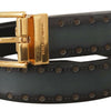 Dolce & Gabbana Green Perforated Leather Brass Metal Belt