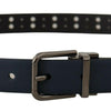 Dolce & Gabbana Blue Perforated Skinny Leather Metal Buckle Belt