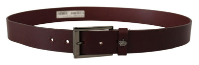 Dolce & Gabbana Brown Leather Silver Metal Crown Buckle Belt