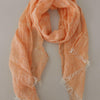 Malo Peach Linen Knitted Shawl Wrap Fringes Scarf