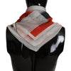 Costume National Gray Red Silk Shawl Foulard Wrap Scarf
