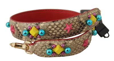 Dolce & Gabbana Beige Python Leather Crystals Shoulder Strap