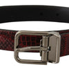 Dolce & Gabbana Red Exotic Leather Metal Logo Buckle Belt