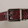 Dolce & Gabbana Red Exotic Leather Metal Logo Buckle Belt