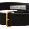 Dolce & Gabbana Brown Velvet Gold Tone Logo Metal Waist Buckle Belt