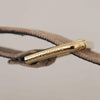 Dolce & Gabbana Light Brown Velvet Gold Tone Logo Metal Buckle Belt