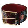 Dolce & Gabbana Red Embroidered Leather Gold Logo Metal Buckle Belt
