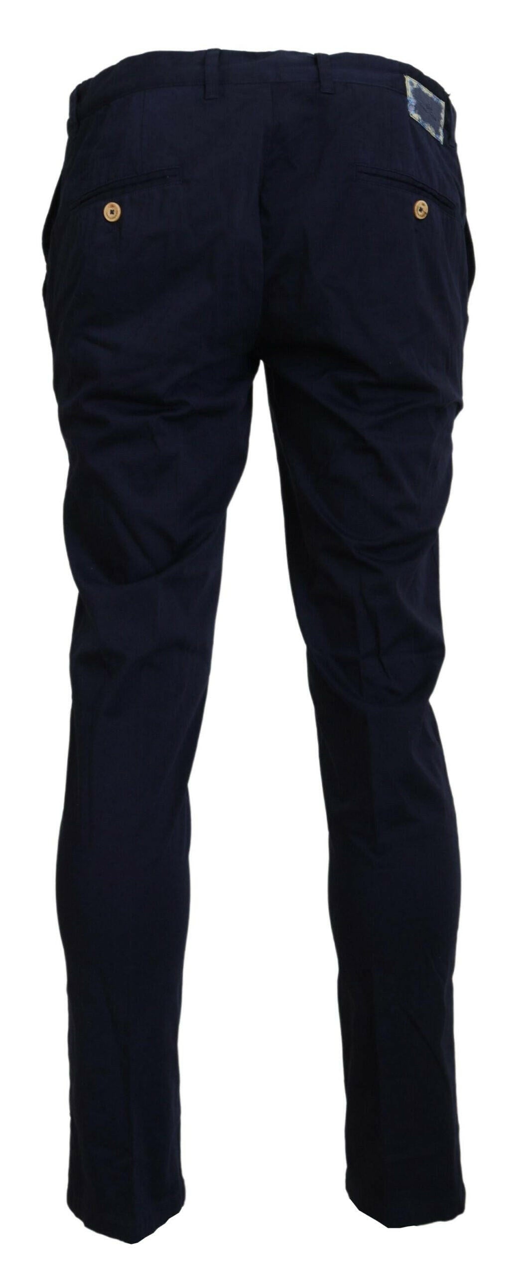 Domenico Tagliente Pantalon chino slim bleu foncé élégant