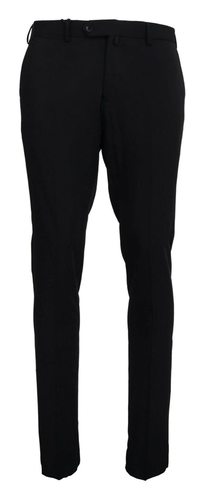 Domenico Tagliente Black Polyester Tapered Dress Pants