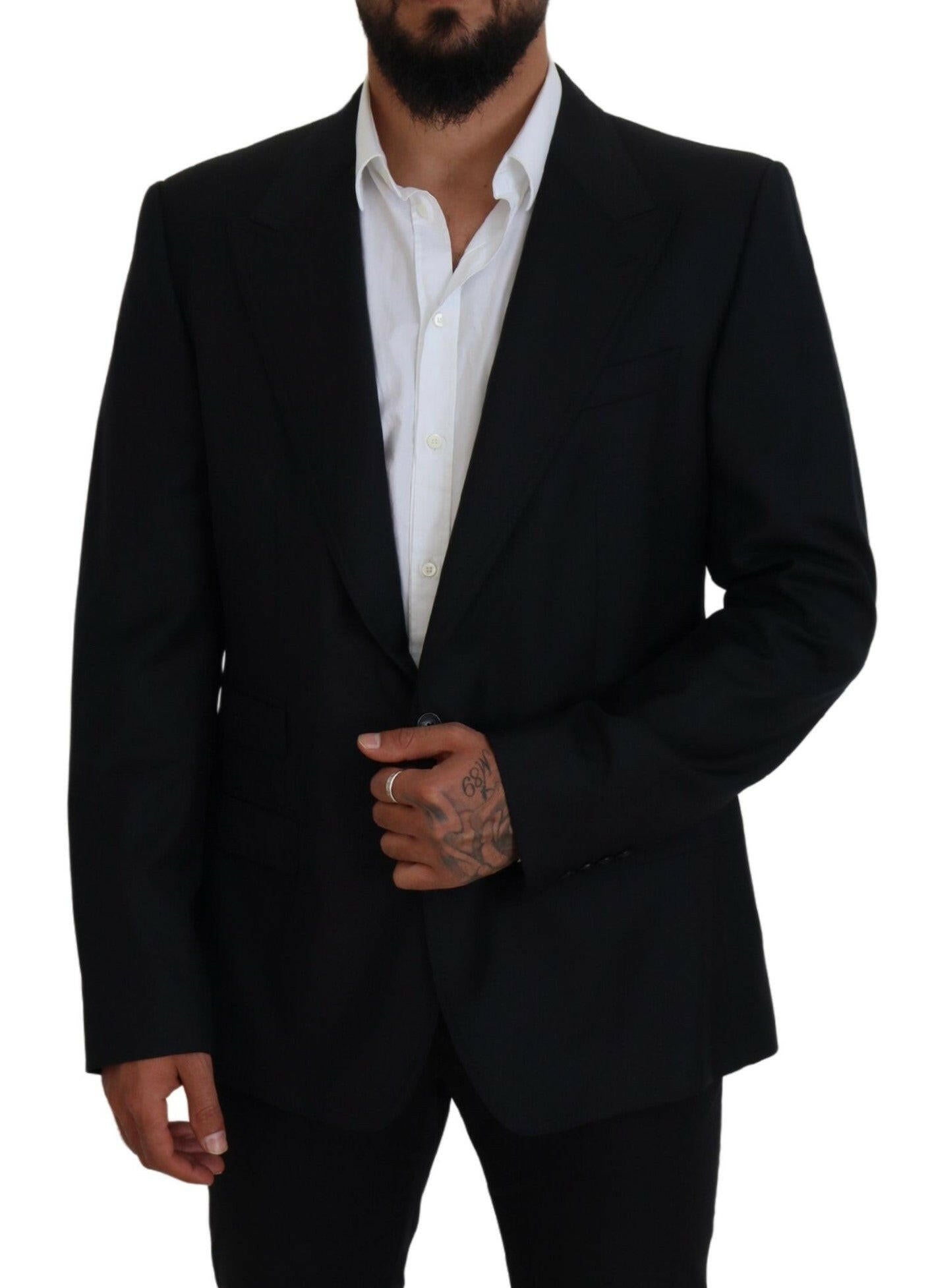 Blazer élégant bleu foncé à boutonnage simple Dolce &amp; Gabbana